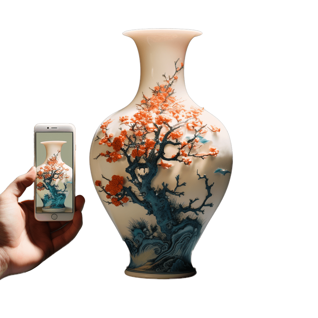 Un Smartphone scanne un vase