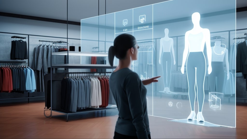 Essayer des vêtements dans un menu 3D virtuel dynamique synchronisé