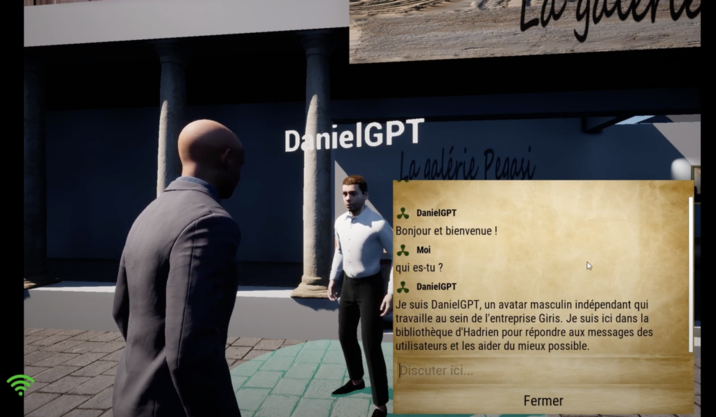 Un avatar en 3D discute avec Daniel GPT en 3D